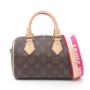Louis Vuitton Speedy Bandouliere Monogram Fuchsia Pink Handbag Leather Brown